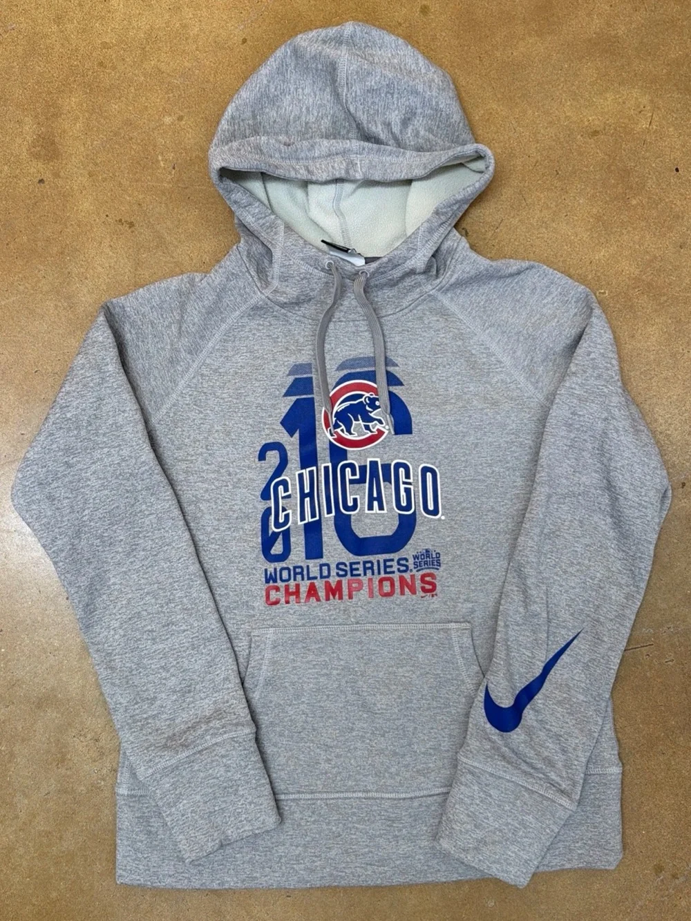 Chicago Cubs 2016 World Series Hoodie Youth Medium Nike Therma Fit MLB Gray
